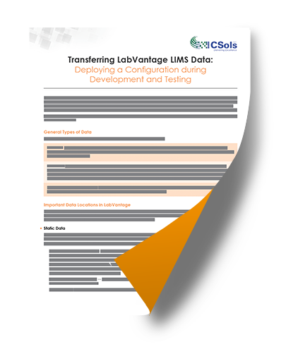 White Paper: "Transferring LabVantage LIMS Data - Deploying a ...